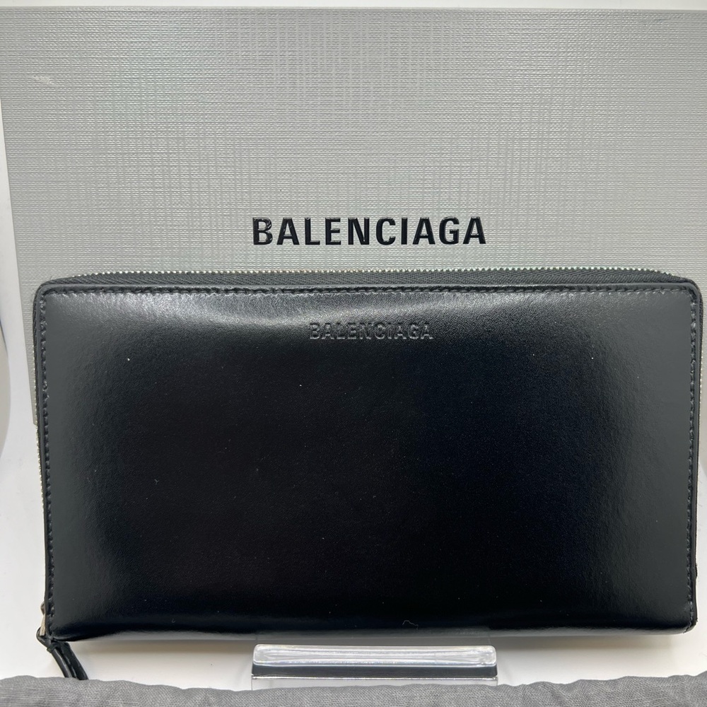 Balenciaga Black Leather Zip Wallet Full Inclusion - Picture 2 of 16